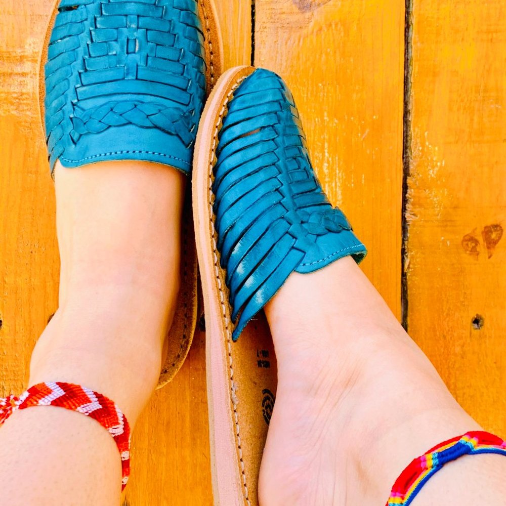 Blue Leather Huarache Sandals (Brand New)